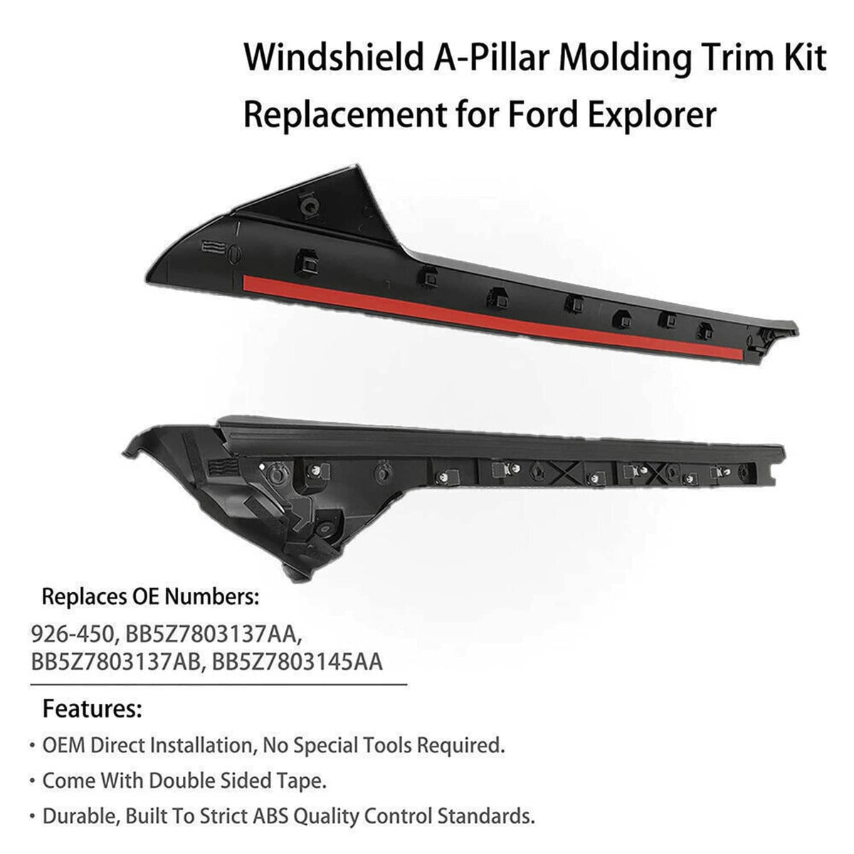 Solidspare Left Side Windshield A-Pillar Molding INNER OUTER Trim for 2011-19 Ford Explorer