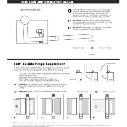 Solidspare Universal Complete 2 Door Street Rat Hot Rod Suicide Hidden Door Hinge Kit