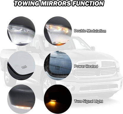Solidspare Right/Passenger Side For 13-19 Ram 1500 Manual Fold+Heated+LED Signal Mirror New