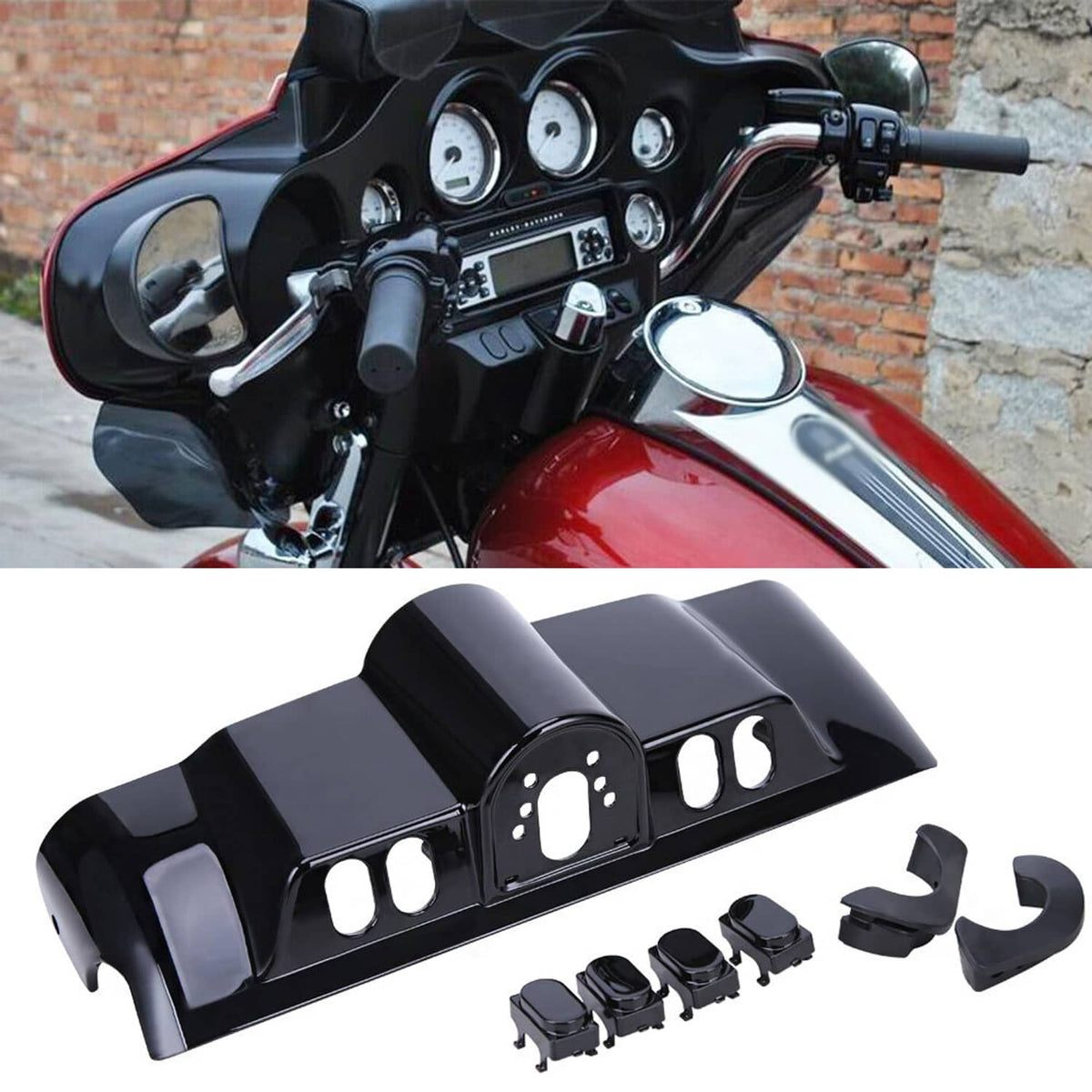 Solidspare Gloss Black Inner Fairing Switch Cap Kit for Harley Street Electra Glide 1996-13