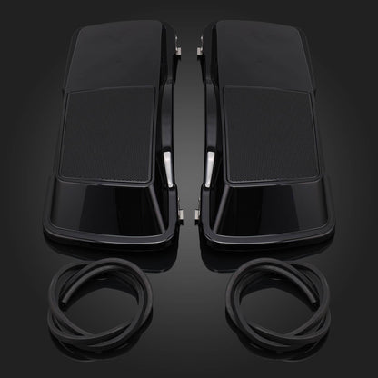 Solidspare Black Saddlebag Lid Speaker Covers Fit For Harley Touring 1993-2013 ABS Plastic