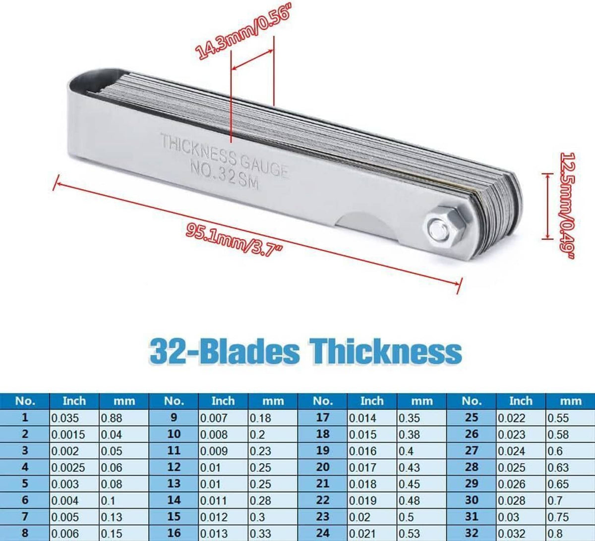 Solidspare Spark Plug Gap Tool & 32 Blades Metric Feeler Gauge Gap Filler Measuring Tools
