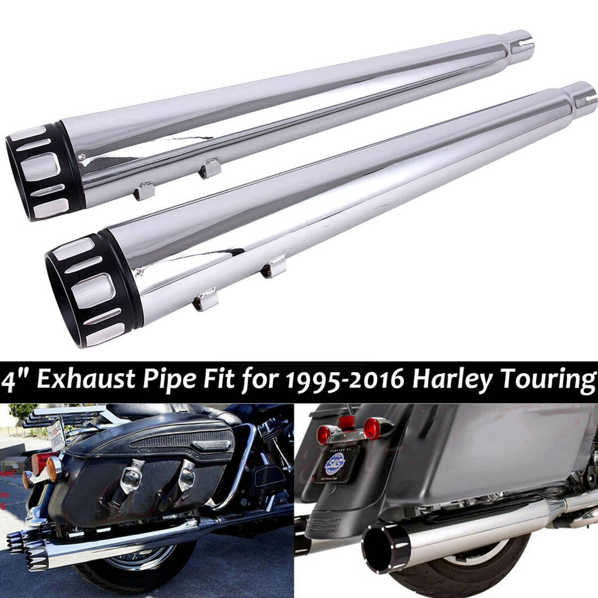 Solidspare for Harley Touring Baggers Dresser 1995-2016 DNA 4inch Exhaust Pipes Mufflers