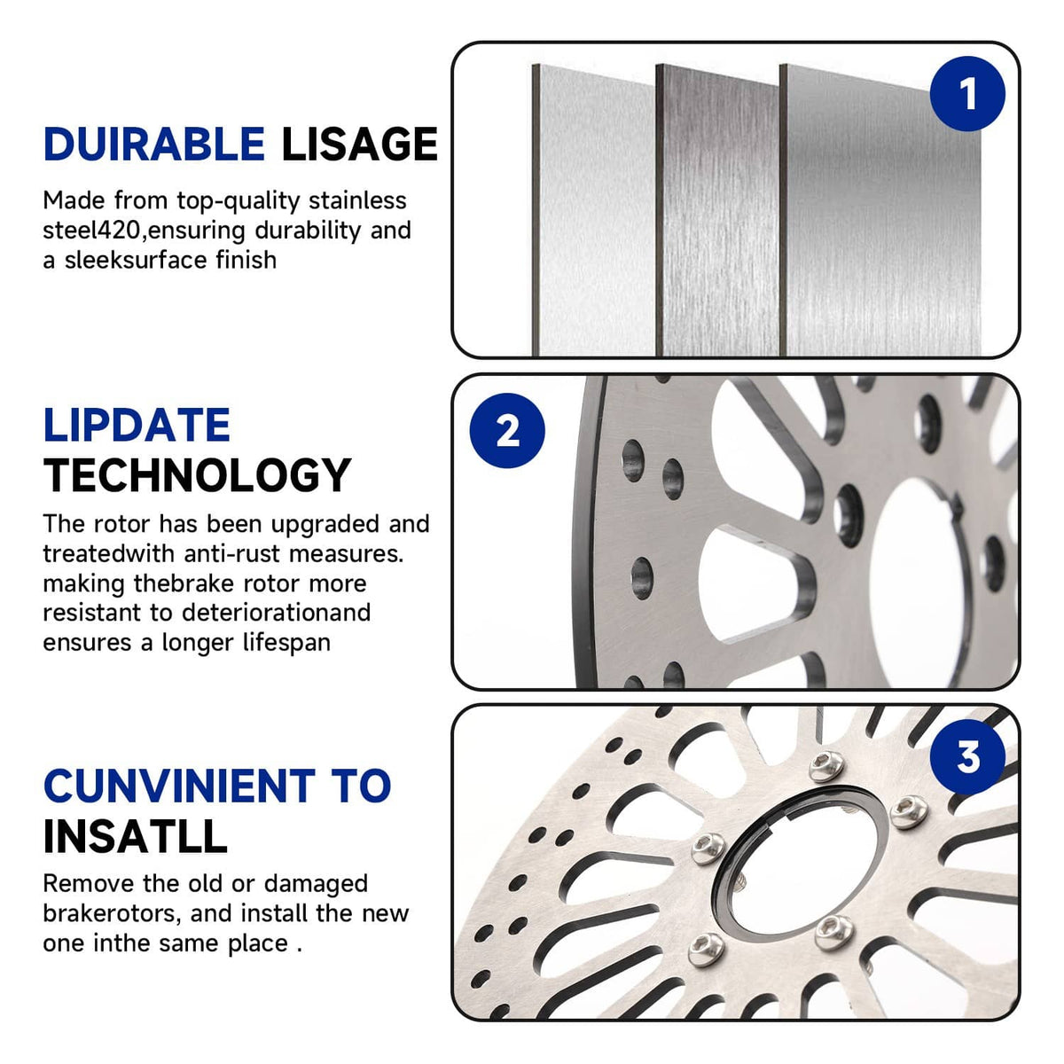 Solidspare For Harley Touring Sportster Softail 11.5" Front & Rear Brake Rotor Stainless
