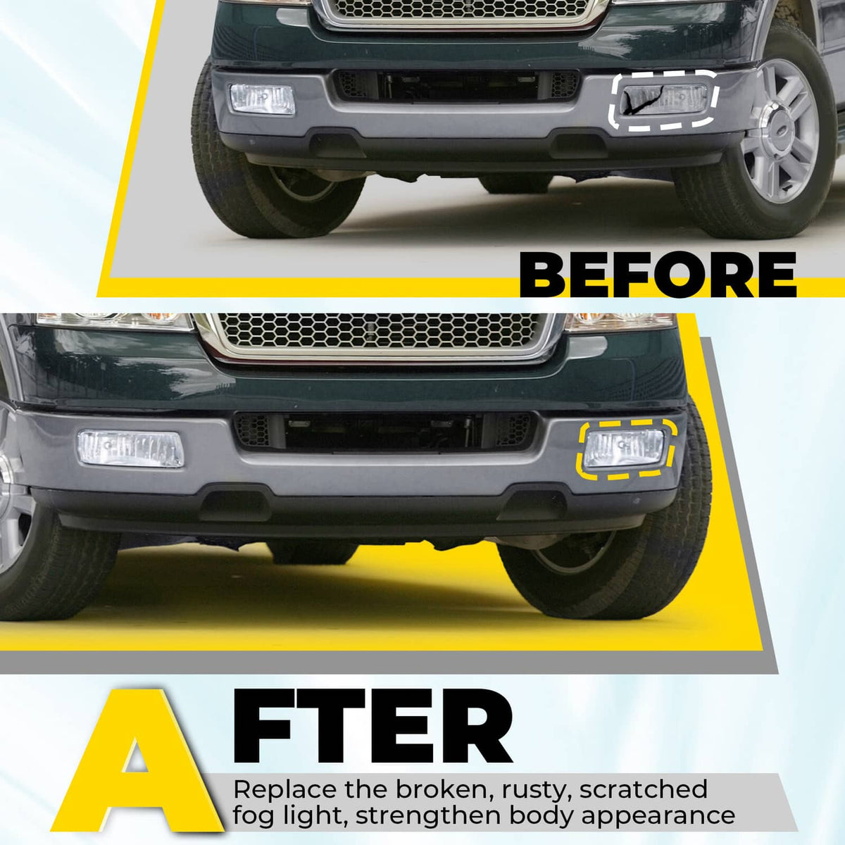 Solid Spare Left Clear Lens Fog light For Ford F150 LH 2004-2006 To 8-8-05 W/ Bracket / Bulb