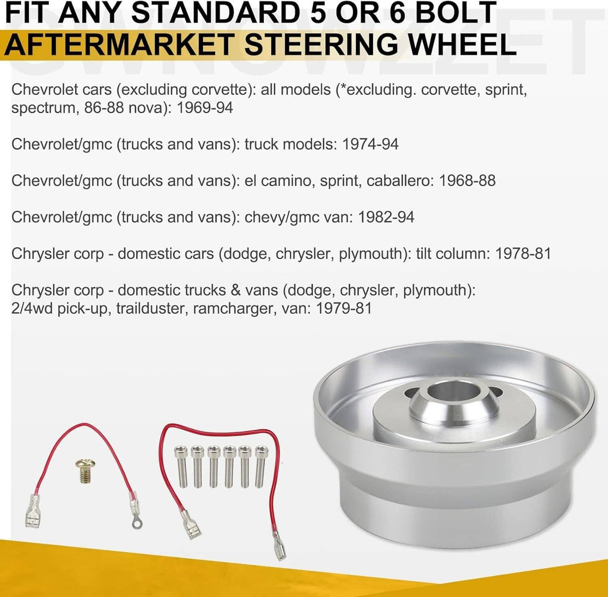 Solidspare 5 & 6 Hole Steering Wheel Polished Short Hub Adapter Ididit For GM