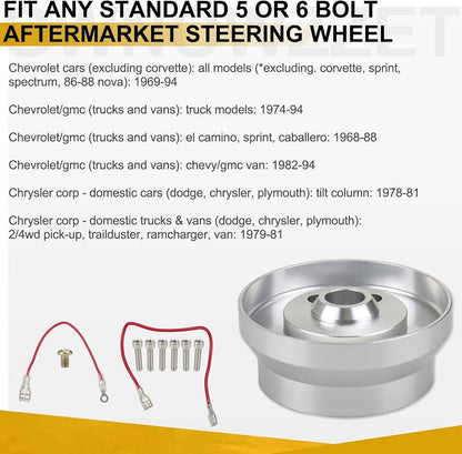 Solidspare 5 & 6 Hole Steering Wheel Polished Short Hub Adapter Ididit For GM