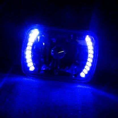 For 1984-1995 Isuzu Pickup PAIR 5x7" 7x6" inch LED Blue Headlights Lens Clear