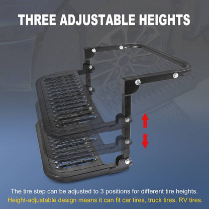 Solidspare Tire Step For Pickup Truck SUV Adjustable Tire Mounted Auto Step 300 lbs Max