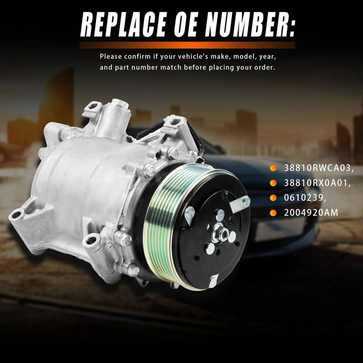 Solidspare New AC Compressor IG580 Fits For Honda CR-V 2.4L 2007 2008 2009 2010 2011 2012