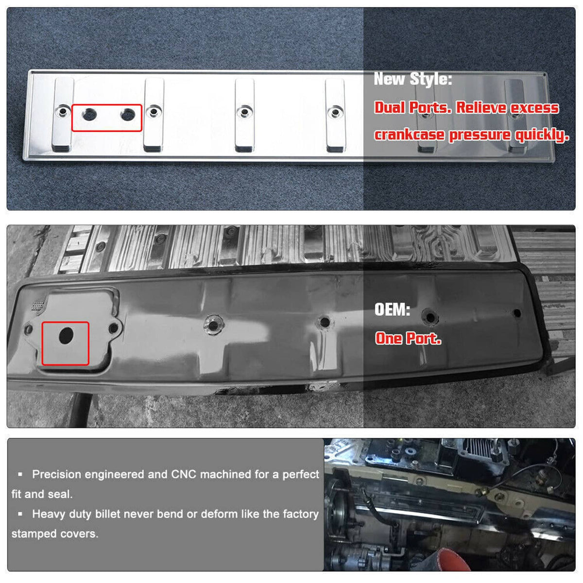 Solidspare Billet Tappet Cover Kit For 1989-02 Cummins 5.9L 12/24v Dodge Ram 1500 2500 3500