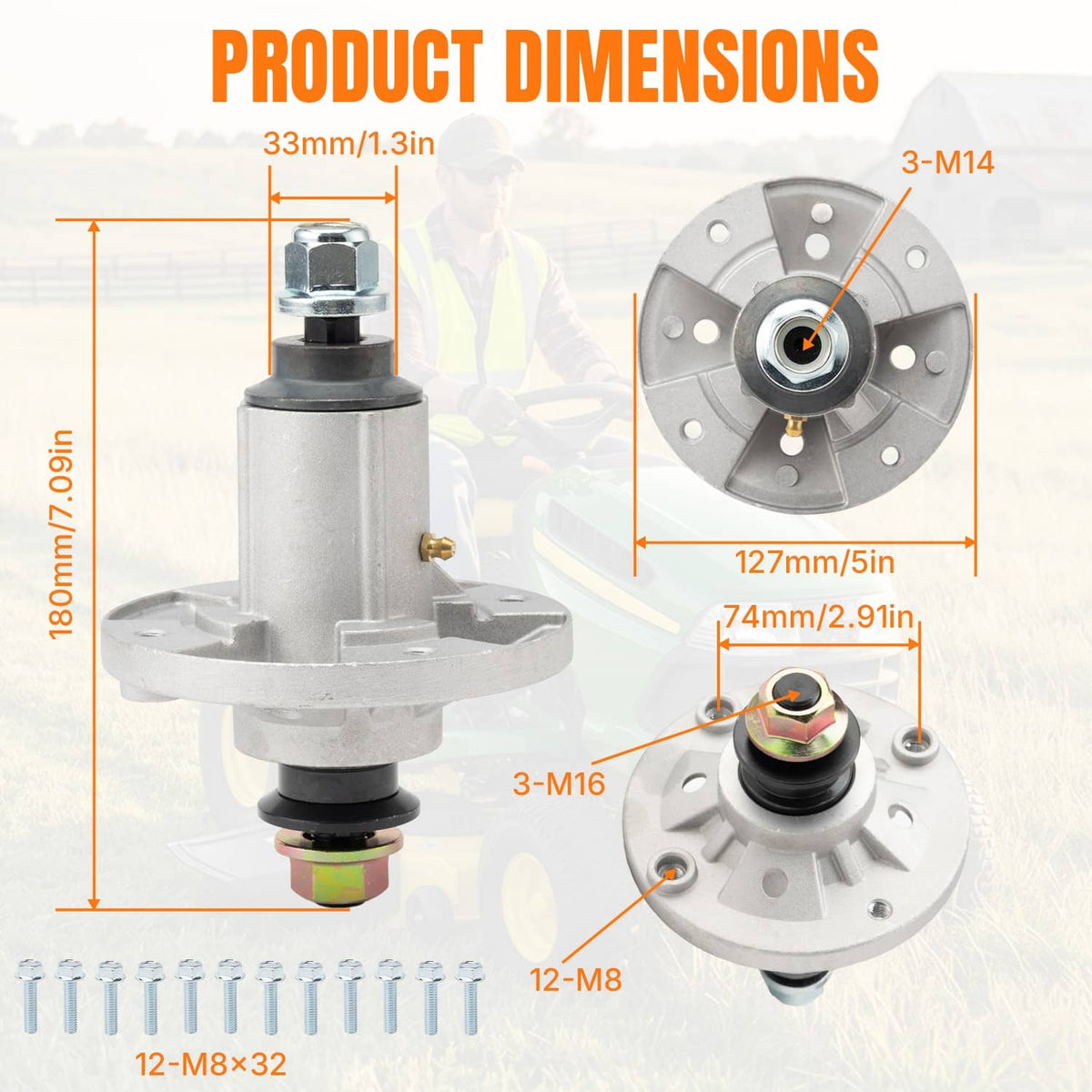 Solidspare Spindle & Blade With Pulley & Belt For John Deere Models: LA145 LA155 LA165