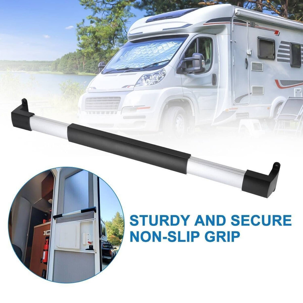 Solidspare Universal RV Screen Door Cross Bar Handle Adjustable Widths For Camper Trailer