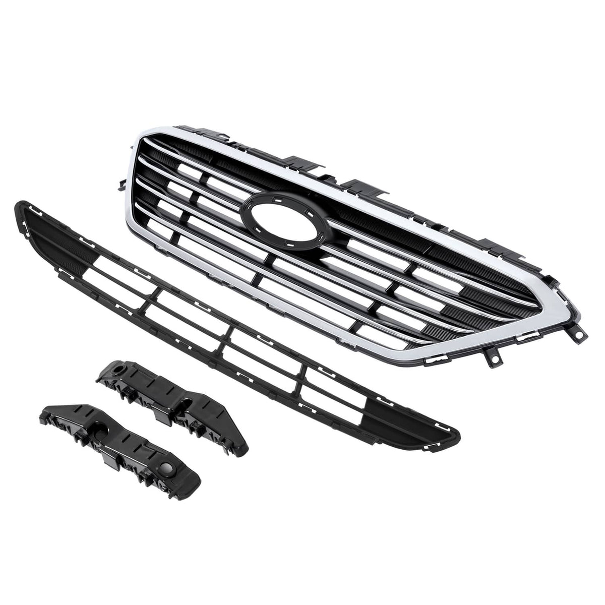 Solid Spare For 2015 2016 2017 Hyundai Sonata Front Upper Lower Grill W/ Bumper Bracket 4Pcs