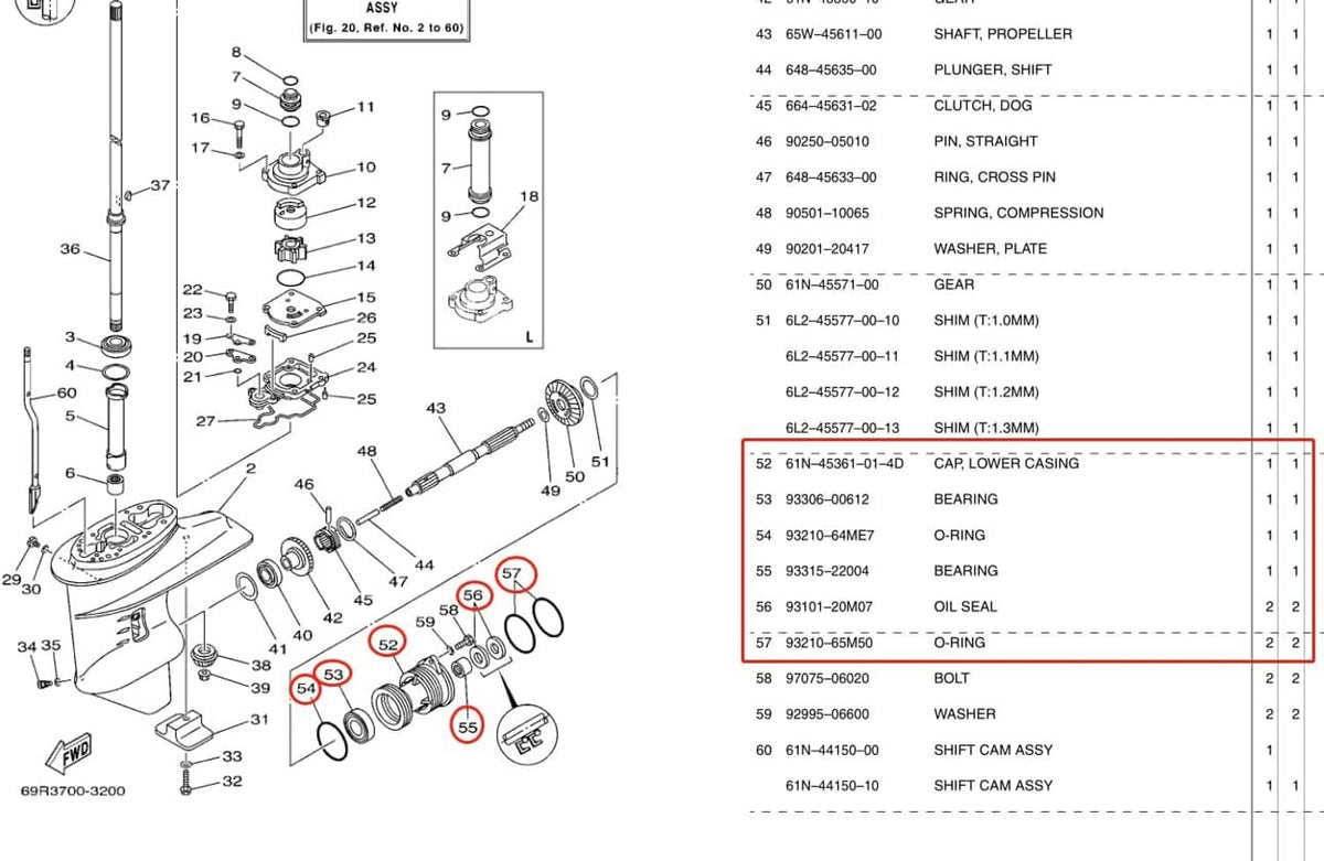 Solid Spare Lower Casing Cap Assy For Yamaha Outboard 25HP 30HP 61N-45361 61N-45361-01-4D