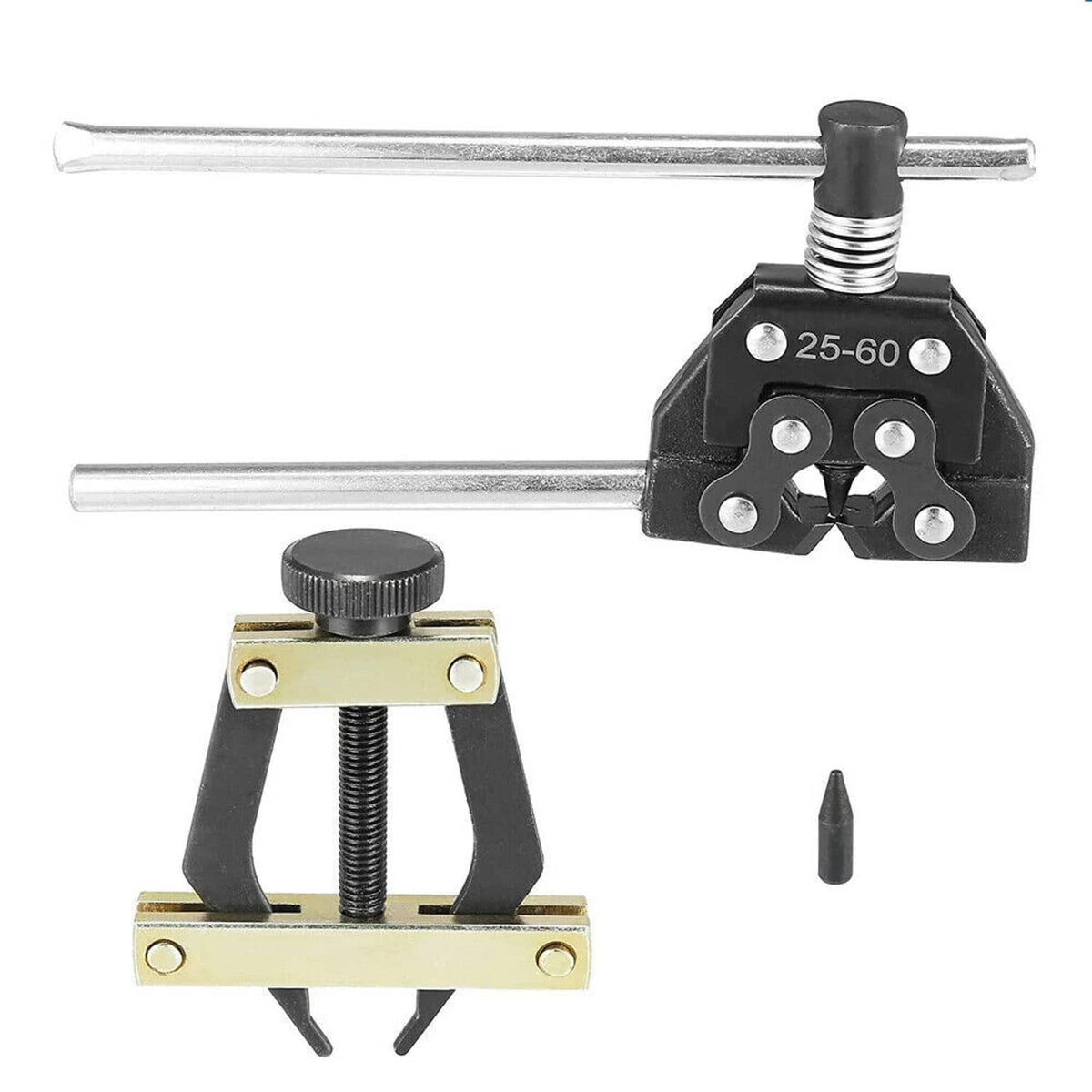 Solid Spare Roller Chain Tool Kit Breker Cutter + Puller Holder #25 - #60