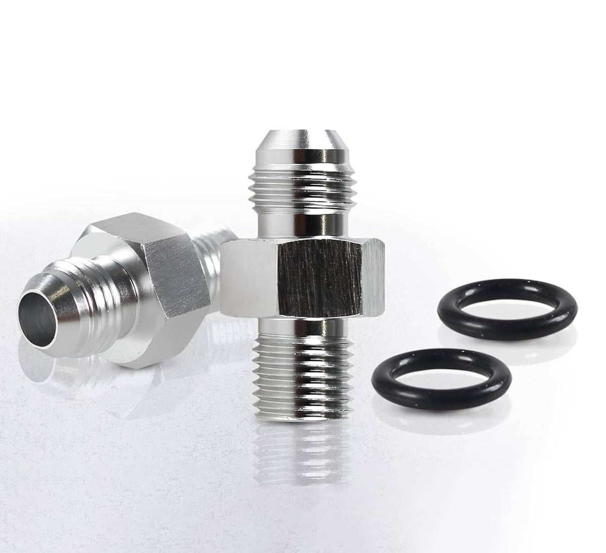 Solidspare 2Pcs Transmission Adapter Fittings 6AN Flare to 1/4" NPSM for TH350 TH400 700R4