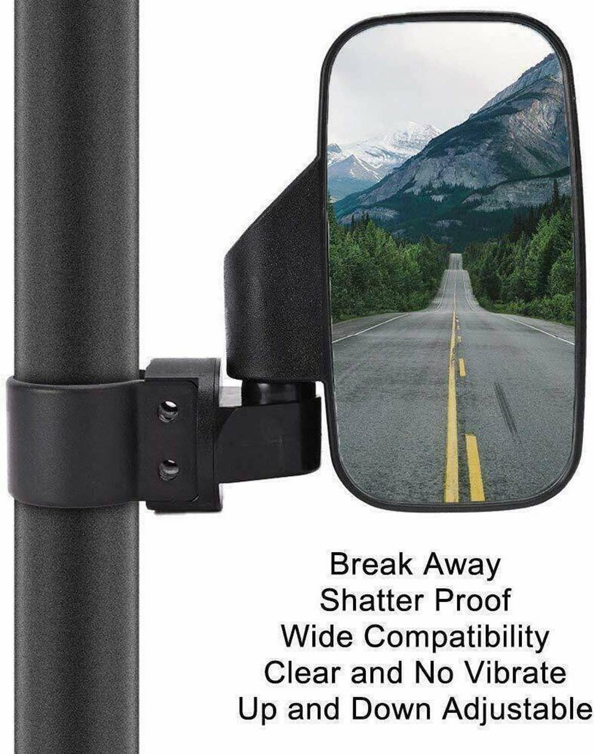 Solidspare Rear View Mirror Set UTV Side Mirrors 1.75" 2" Clamp Roll Cage For Polaris RZR