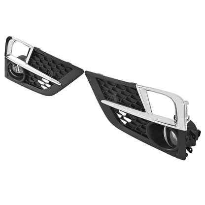 Solid Spare For Honda Odyssey 2018-2020 Bumper Fog Lights Lamps & Bezel Set W/Chrome Trim