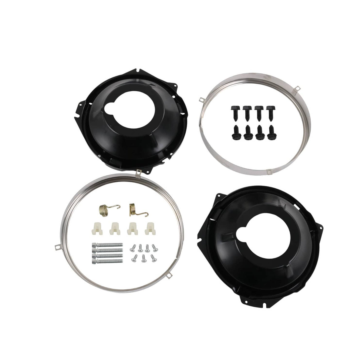 Solidspare Headlamp Retaining Ring Mounting Bucket Kit w/ hardware Camaro Nova rings 28pcs