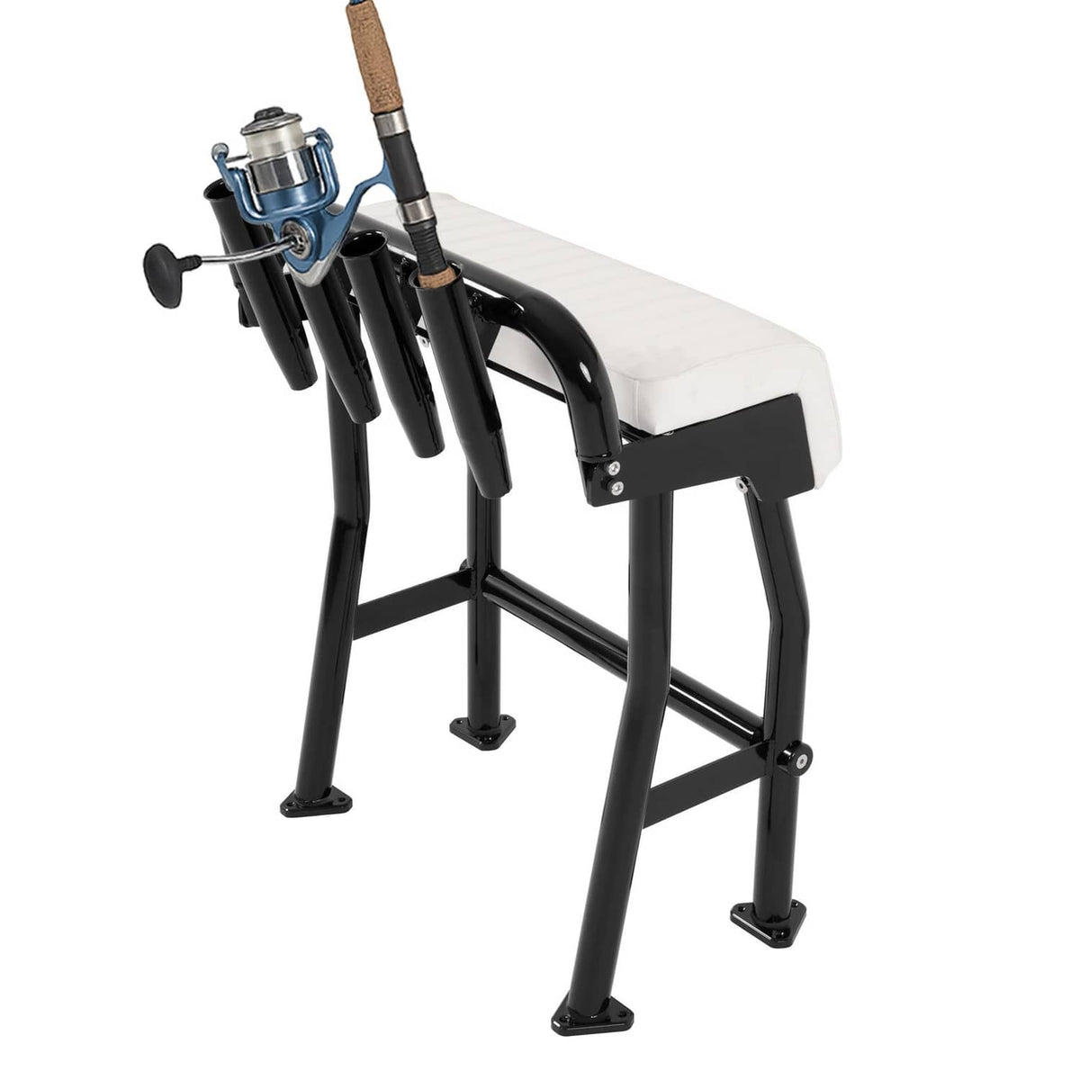 Solidspare 29" Leaning Post Seat W/ 4 Rod Holders Aluminium Boat Seat For Centre Console