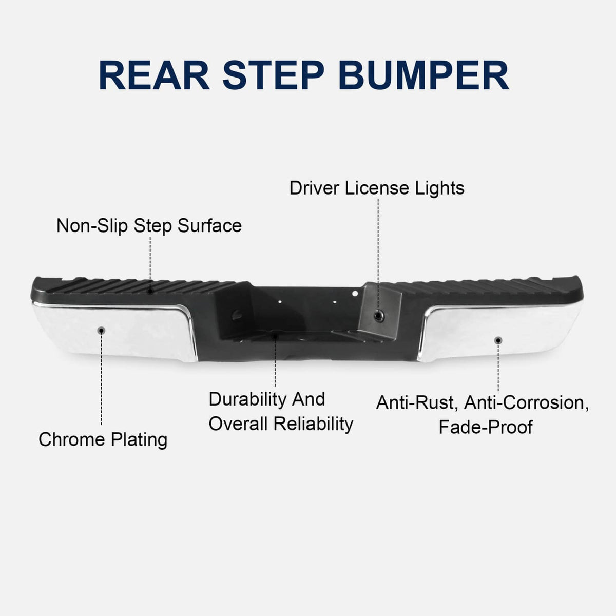 Solidspare Rear Step Bumper FOR 2008-2016 Ford F250 Super Duty Chrome w/o Sensor Holes