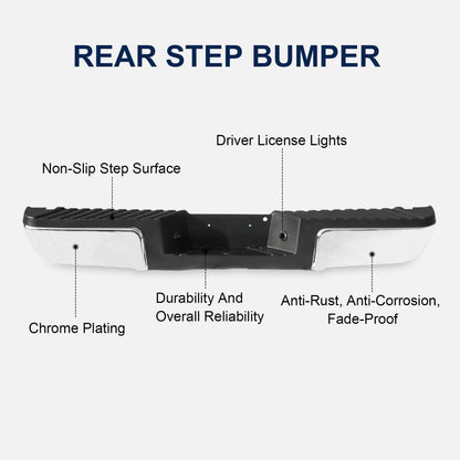 Solidspare Rear Step Bumper FOR 2008-2016 Ford F250 Super Duty Chrome w/o Sensor Holes