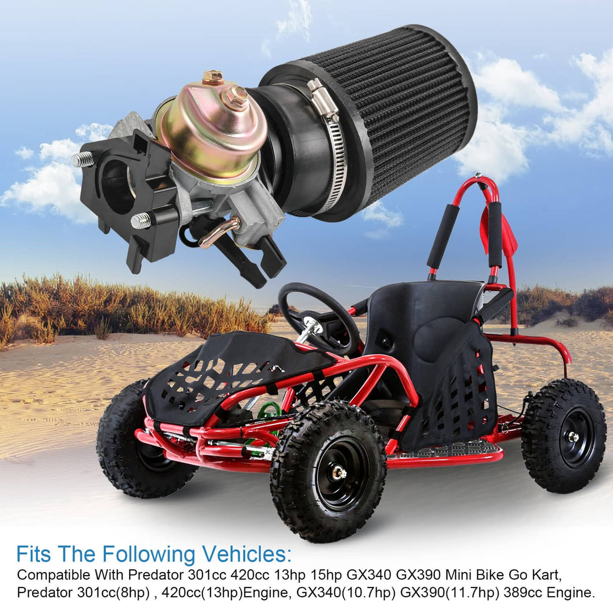 Solidspare For Predator 301cc 420cc 389cc 13hp 15hp Upgrade Air Filter Adapter Jet Kit