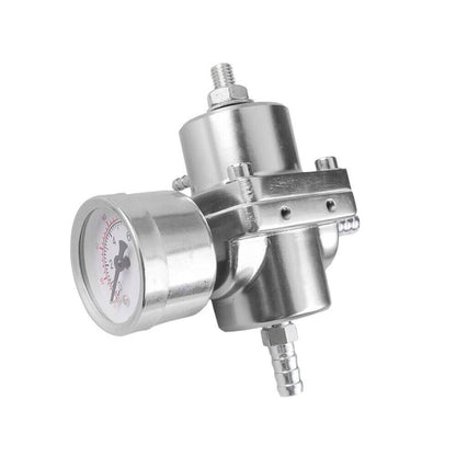 Solidspare Universal Adjustable Fuel Pressure Regulator Kit w/0-140 Psi Gage & Hose Sliver