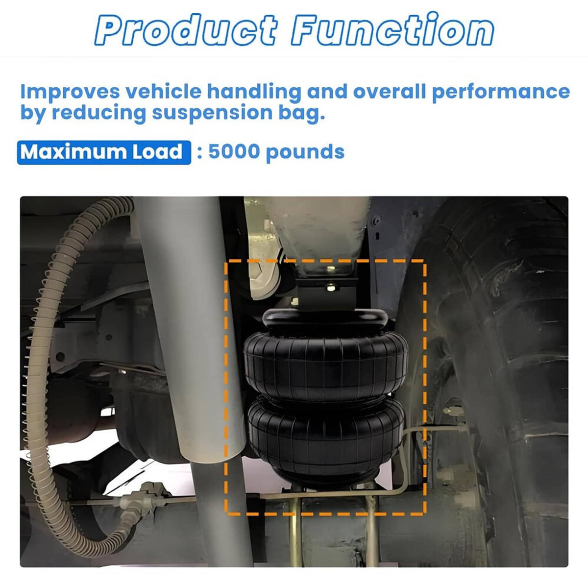 Solidspare 2Pcs Standard 2500 lb Air Ride Suspension Bags 1/2"npt Single Port Heavy Duty