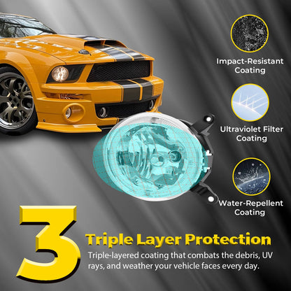 Solid Spare For Ford Mustang GT 2005-2009 Clear Halo Fog Lights Driving Bumper Lamps Pair