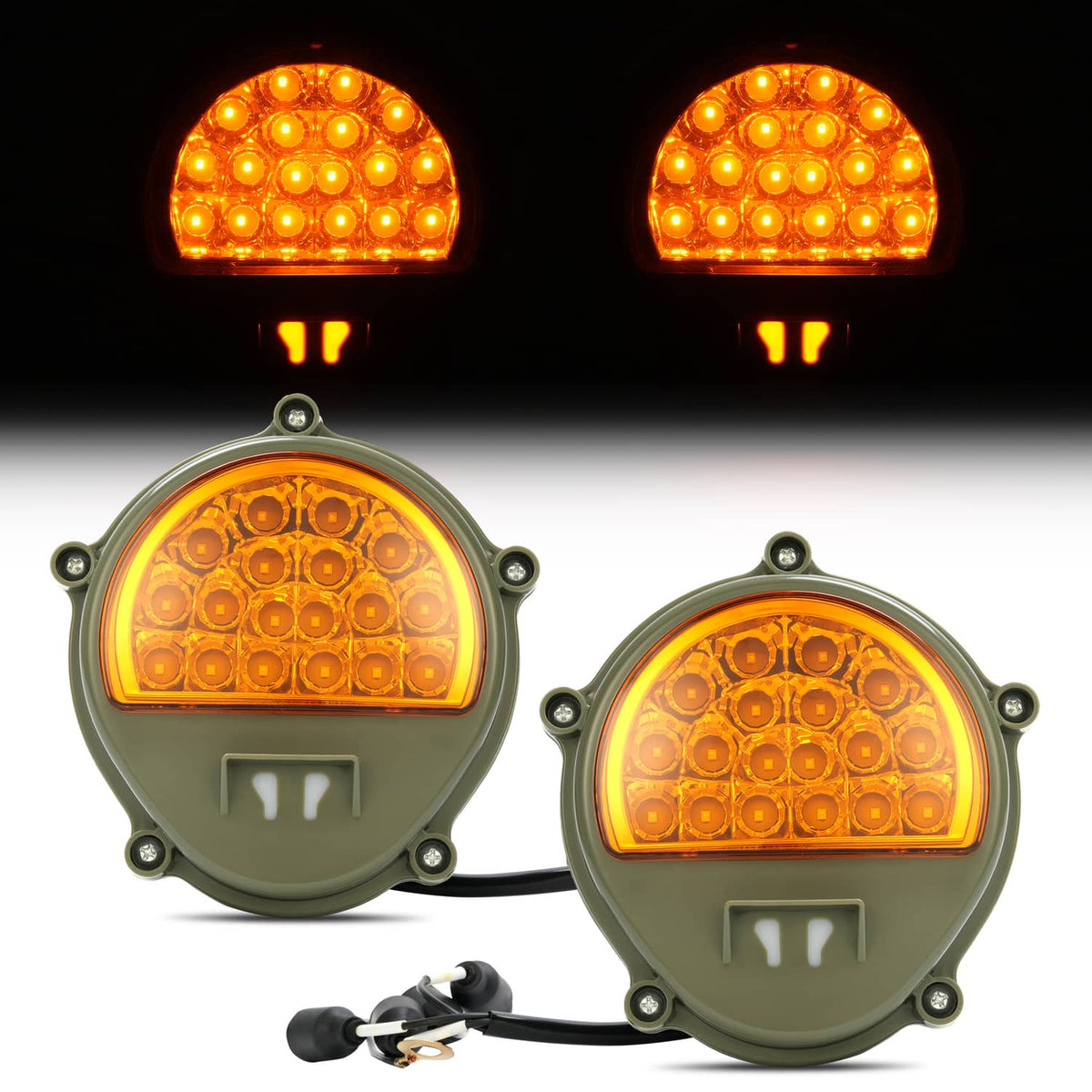Solid Spare 2x New LED Front Turn Signal Lights Yellow Lens For Humvee M35 M998 #12422957