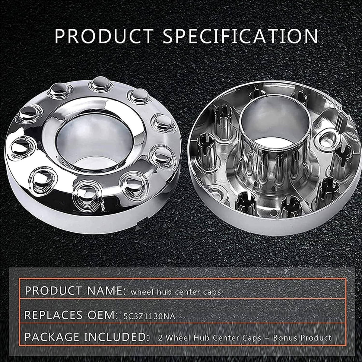 Solidspare 2Pcs Wheel Center Hub Caps Dually 10 Lug For 2005-2017 Ford F450 F550 Super Duty