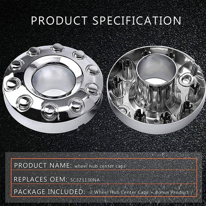 Solidspare 2Pcs Wheel Center Hub Caps Dually 10 Lug For 2005-2017 Ford F450 F550 Super Duty