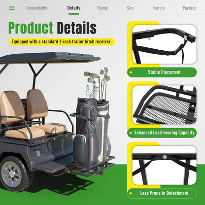 Solidspare Golf Bag Holder Rear Seat Attachment Rack For Club Car EZGO Yamaha Golf Cart