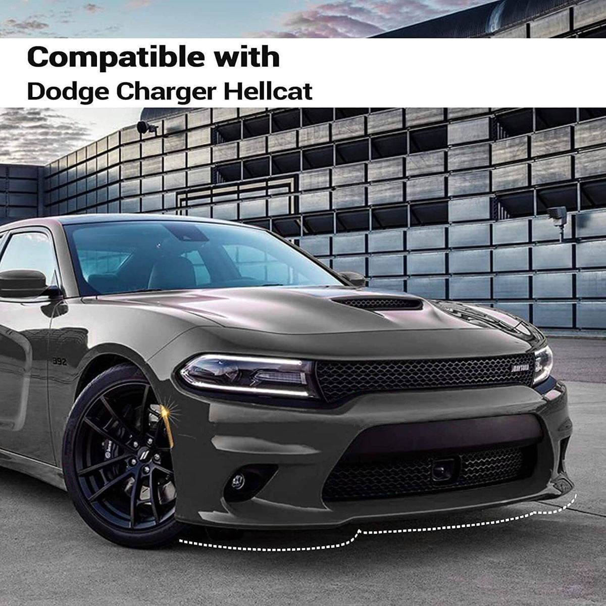Solidspare Front Bumper Lip Splitter Trim Cover For 2015-2021 Dodge Charger SRT Scat Black