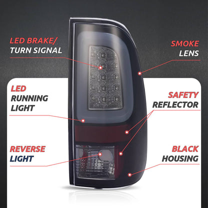 Solid Spare For 1997-03 Ford F150 99-07 F250 F350 Black Smoke LED Tube Tail Light Brake Lamp