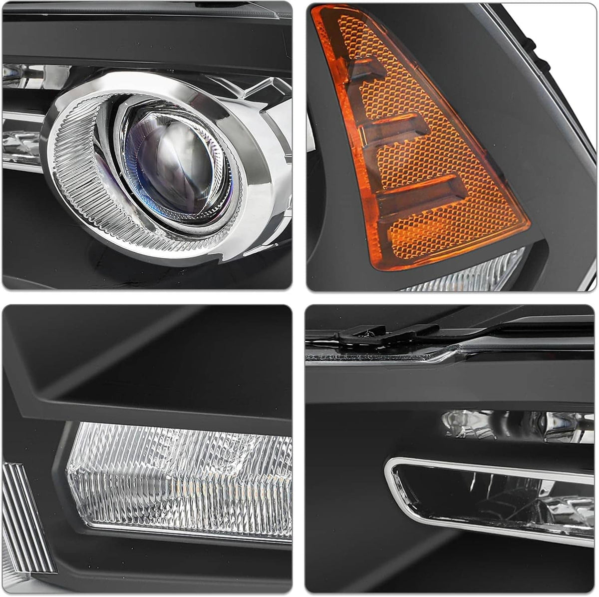Solidspare New For 2009-2018 Dodge Ram 1500 2500 3500 Black Projector Headlights w/ LED DRL
