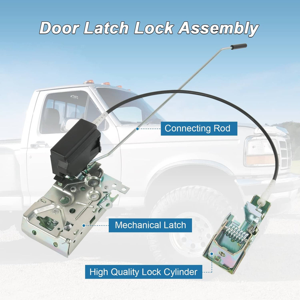 Solidspare Front Left & Right Door Lock Latch with Cable & Rod Kit for 92-97 Ford F-Series