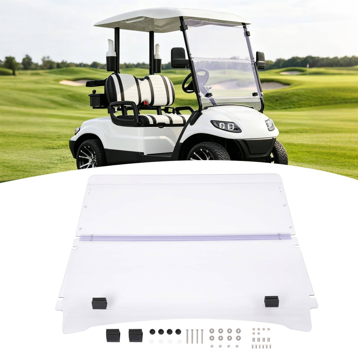 Solidspare Folding Windshield Windscreen For ICON I20 I40 I60 I20L I40L I60L Golf Cart