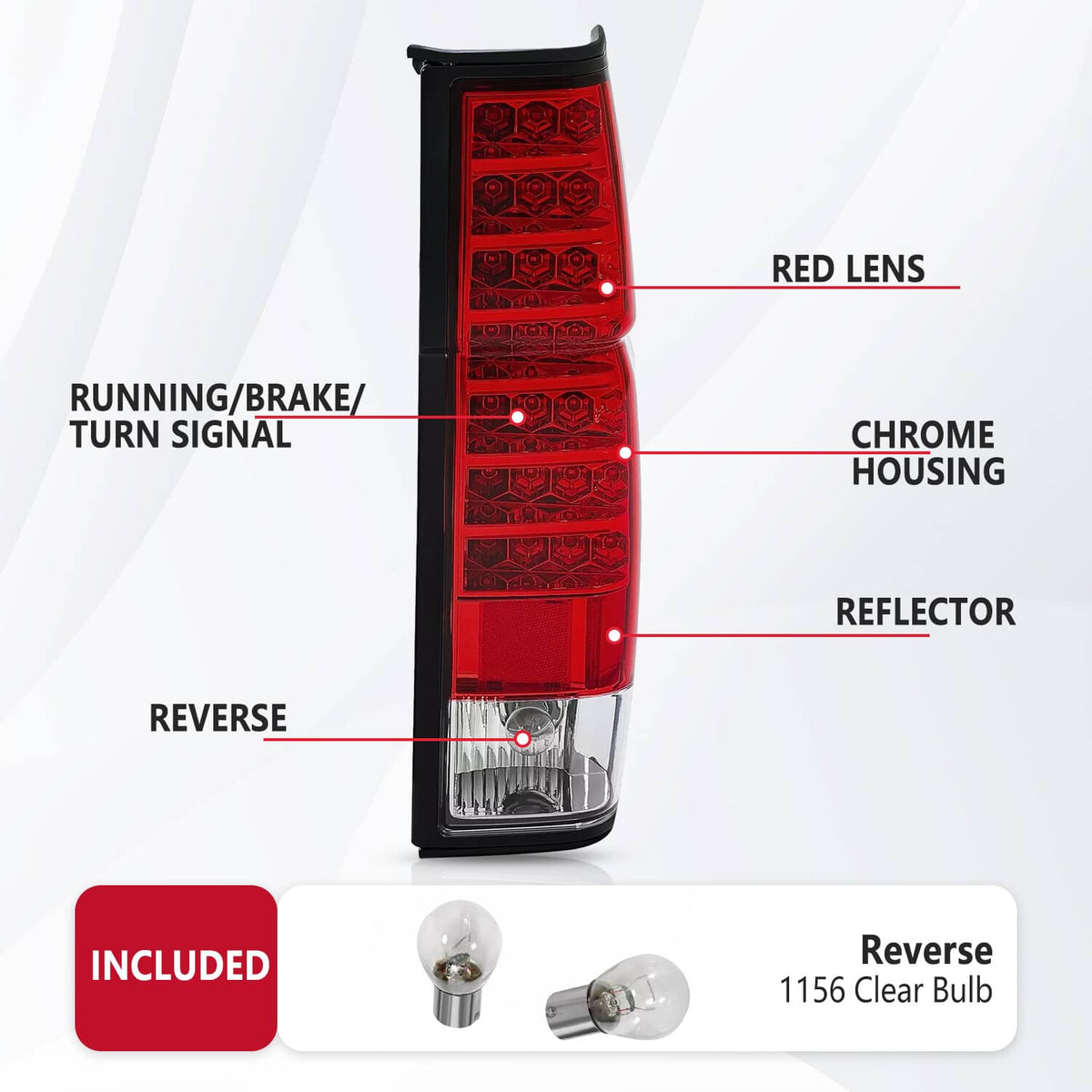 Solid Spare Red Clear LED Tail Lights Brake Lamps For Nissan D21 Hardbody Pickup 1986-1997