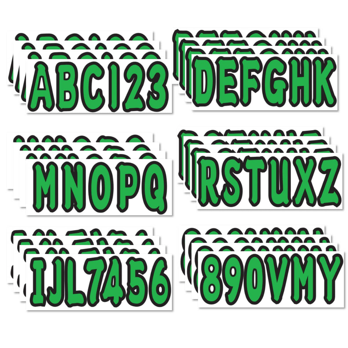 Solid Spare 4 Sets of 3" Marine Boat Sticker Decal A-Z Letters and 0-9 Numbers Green