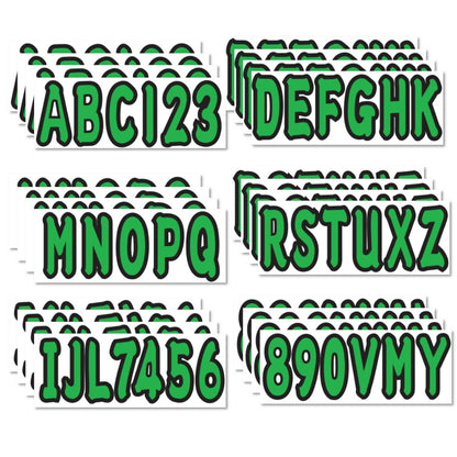 Solid Spare 4 Sets of 3" Marine Boat Sticker Decal A-Z Letters and 0-9 Numbers Green