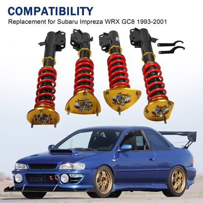 Solidspare 4X Coilover Struts Shocks Absorbers Adj Height For Subaru Impreza WRX GC8 93-01
