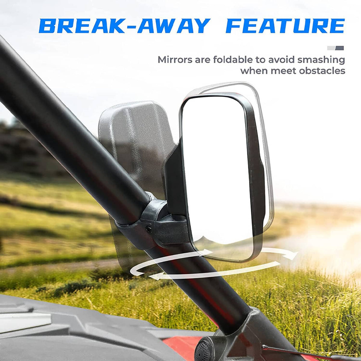 Solidspare UTV Rear View Side Mirrors Fit For Polaris Ranger RZR S XP Crew 570 800 900 1000