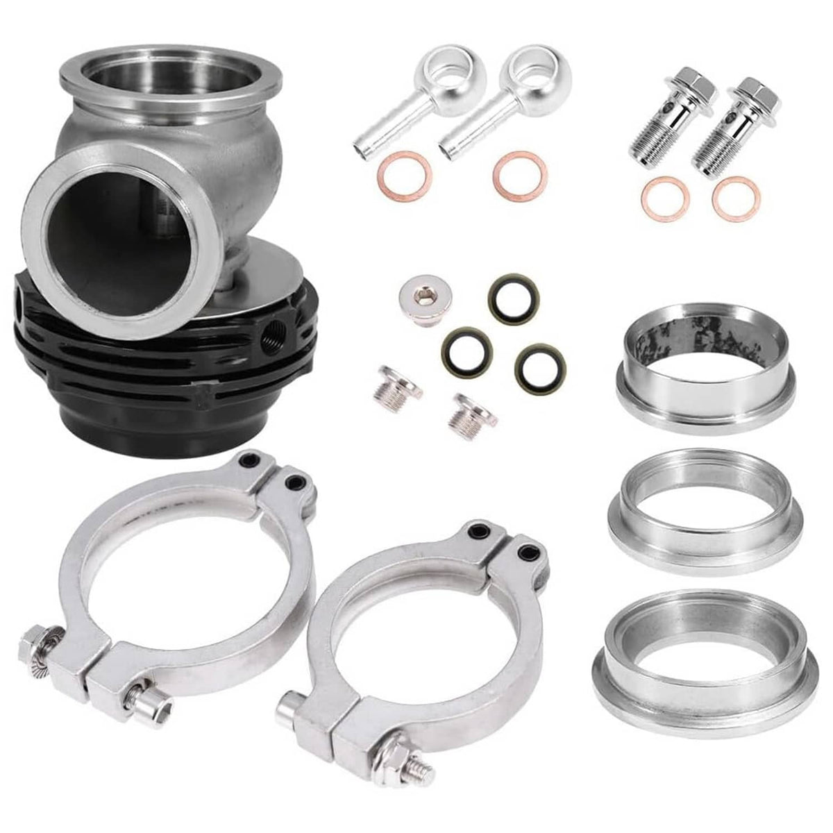 Solidspare 60MM V-Band Flange Clamp Wastegate EWG Waste Gate 10 & 18 PSI Spring Kits Black