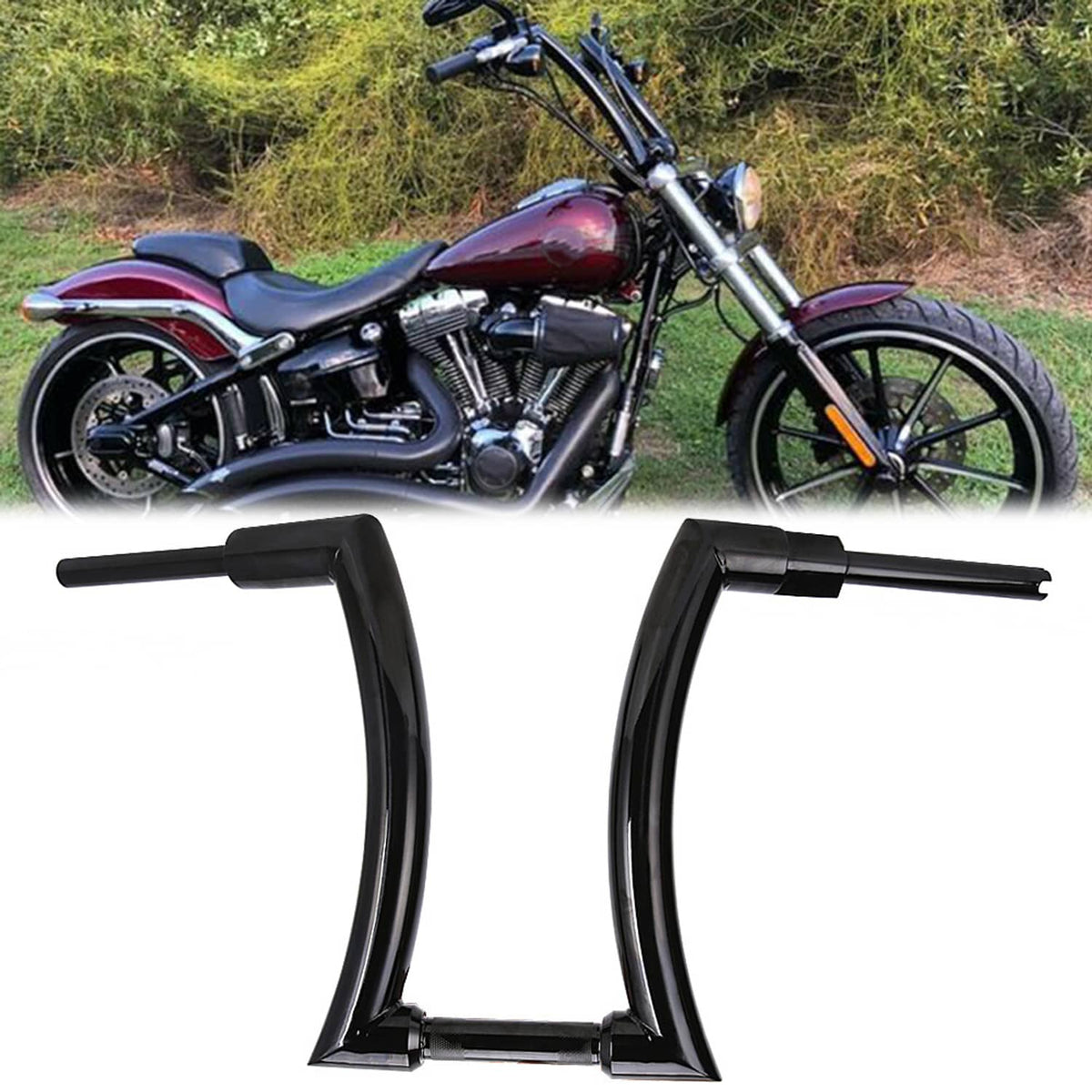 Solidspare BLACK 16" DNA MONSTER APE HANDLEBARS FAT BAR 2" FOR HARLEY BREAKOUT CVO SOFTAIL
