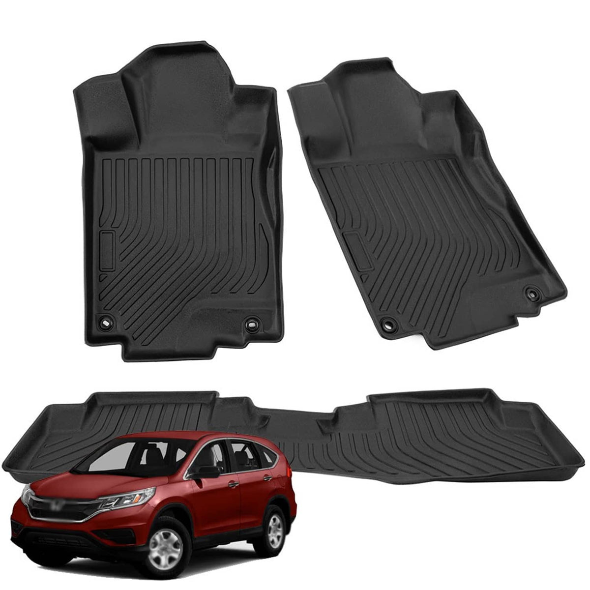 Solidspare Floor Mats for 2012-2016 Honda CR-V CRV 3PCS TPE Rubber All Weather Black Liners