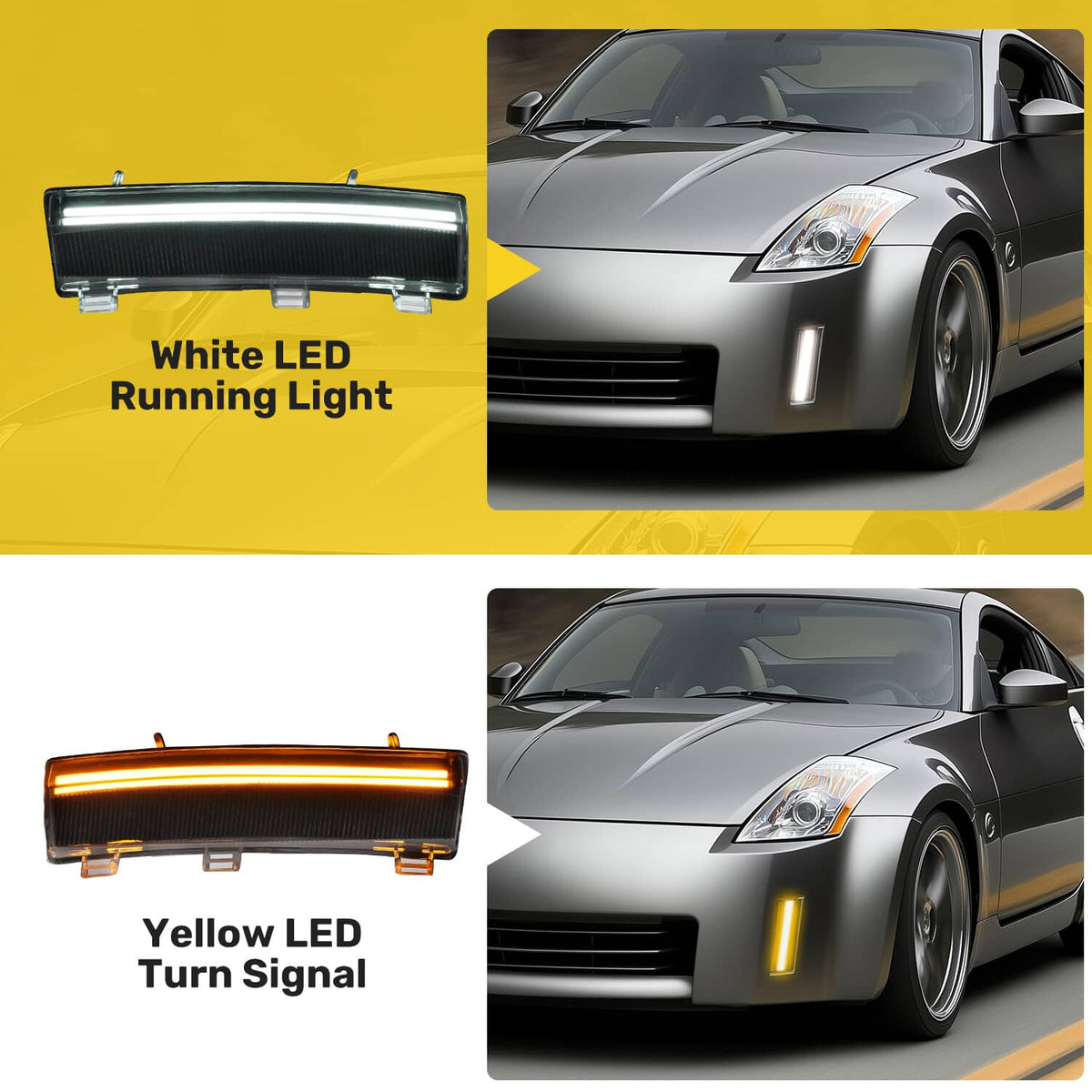 Solid Spare 2PCS LED Turn Signal Lights Side Marker Lamps+DRL For Nissan 350Z LCI 2006-2009