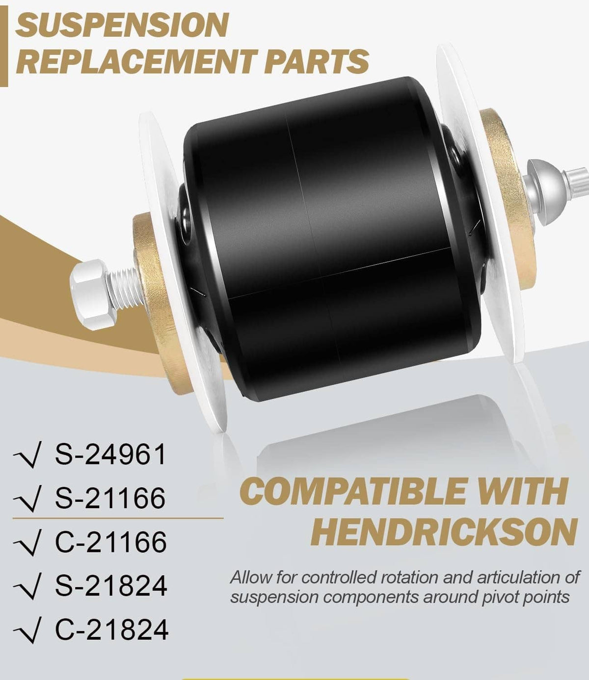Solid Spare Quik-Align Pivot Bolt Bushing Kit w/Alignment Collar for Hendrickson Turner Lift
